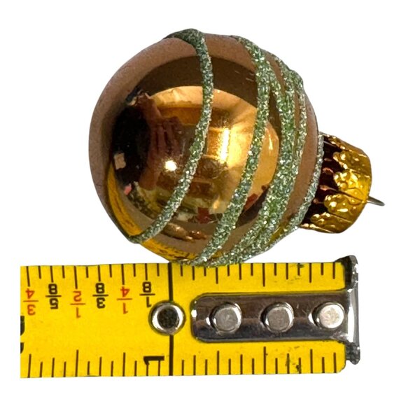 Vintage G&D Set Of 12 Mini Christmas Ornaments Glitter & Metallic Gold Red Green - Picture 4 of 10